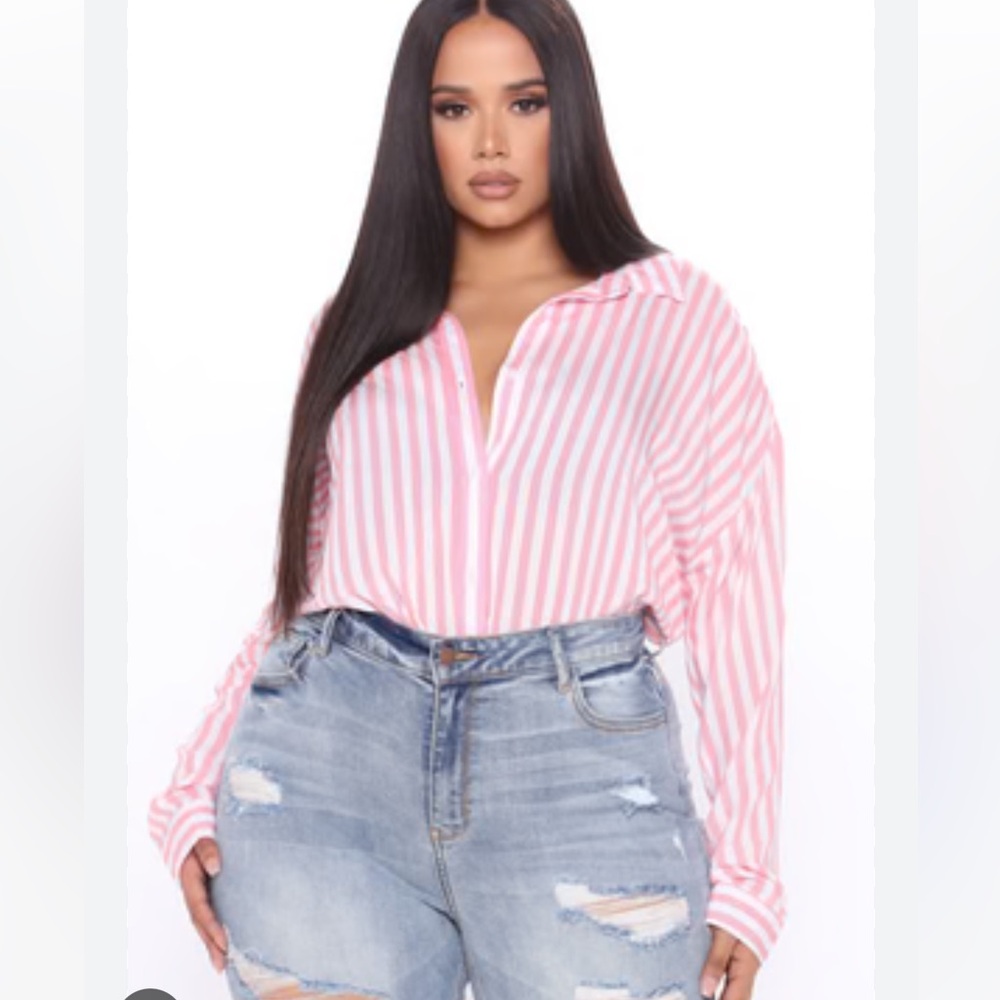 Fashion nova playing games long sleeve top color, pink/white size XL